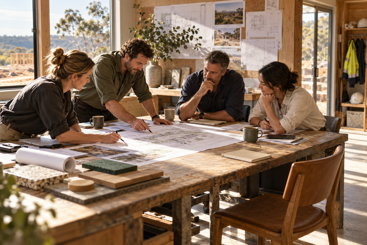 Concept imagery: a team making decisions together around a workshop table